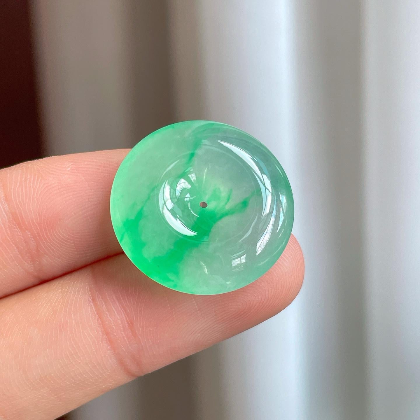 冰种带色翡翠平安扣（yc247656）