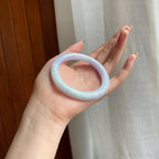 糯冰春带彩翡翠圆条手镯（54mm)（yc345456）