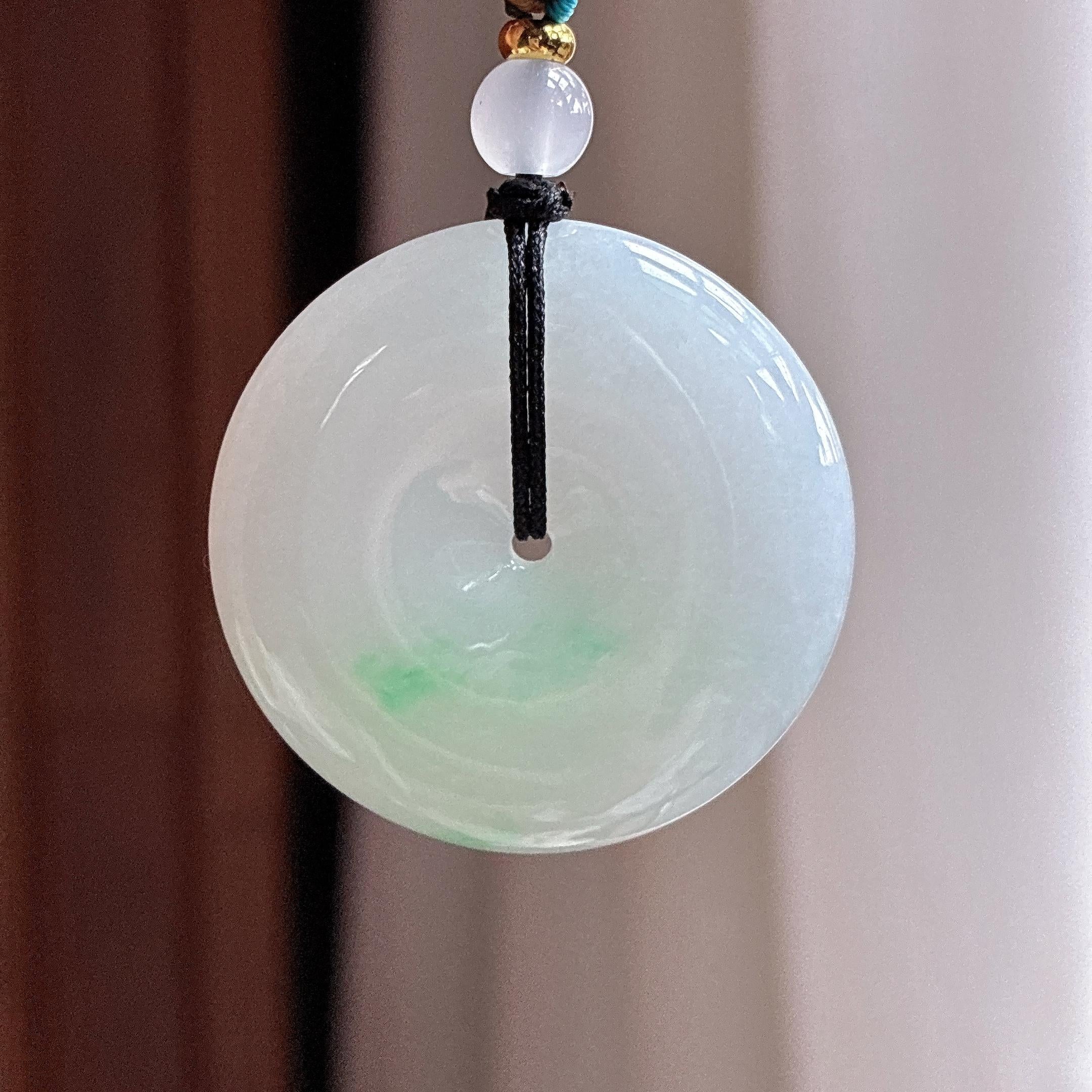 细糯种带色平安扣挂件 天然缅甸A货翡翠（yc483644）
