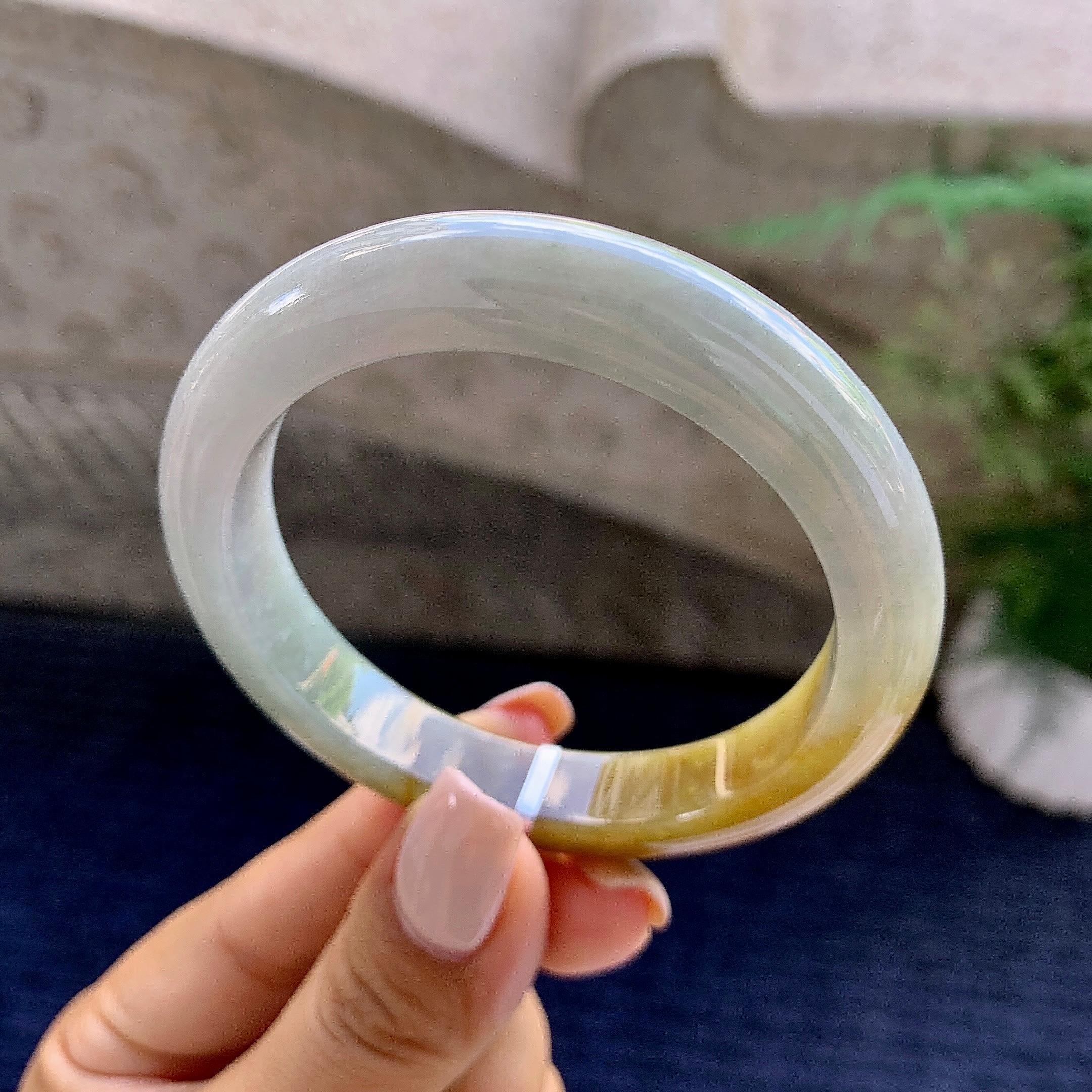 糯种黄翡平安镯（53.7mm）（yc223952）