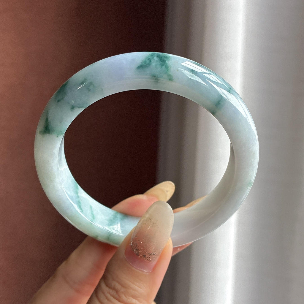 细糯种飘花正圈平安镯 57圈天然缅甸A货翡翠（yc698425）