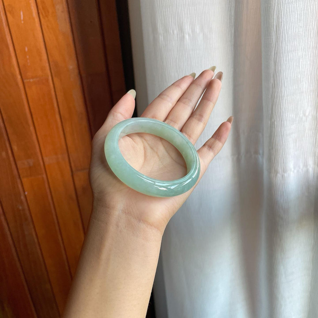 糯冰种晴底翡翠平安镯（55.8mm）（yc220802）