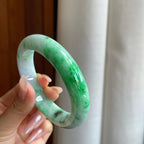 细糯冰飘花翡翠平安镯（59mm）（yc272879）