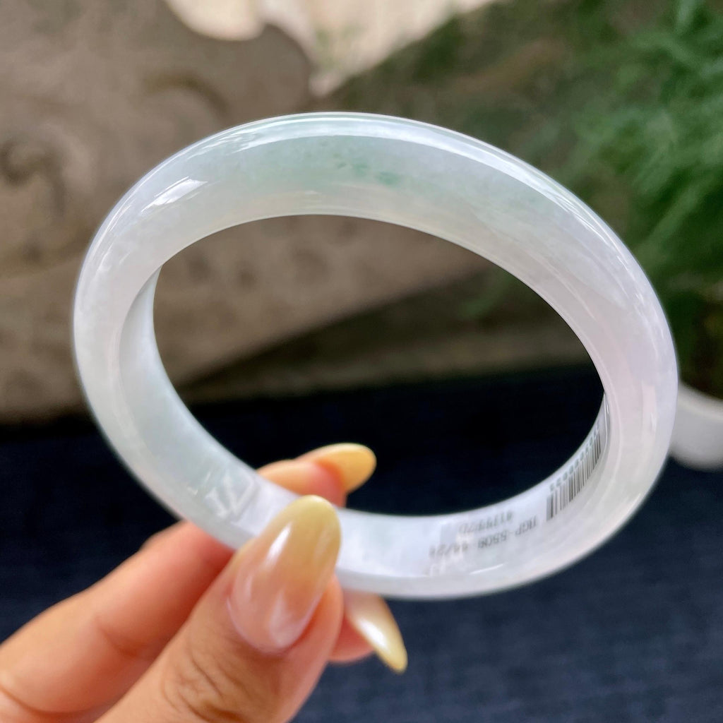 大圈口 细糯种飘花正圈平安镯59.2圈 天然缅甸A货翡翠（yc464104）