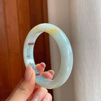 糯冰晴底飘黄翡翠平安镯（55.4mm)（yc373470）