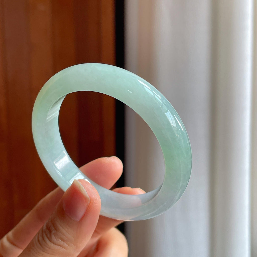 糯冰淡春带彩翡翠平安镯（51.3mm）（yc344649）