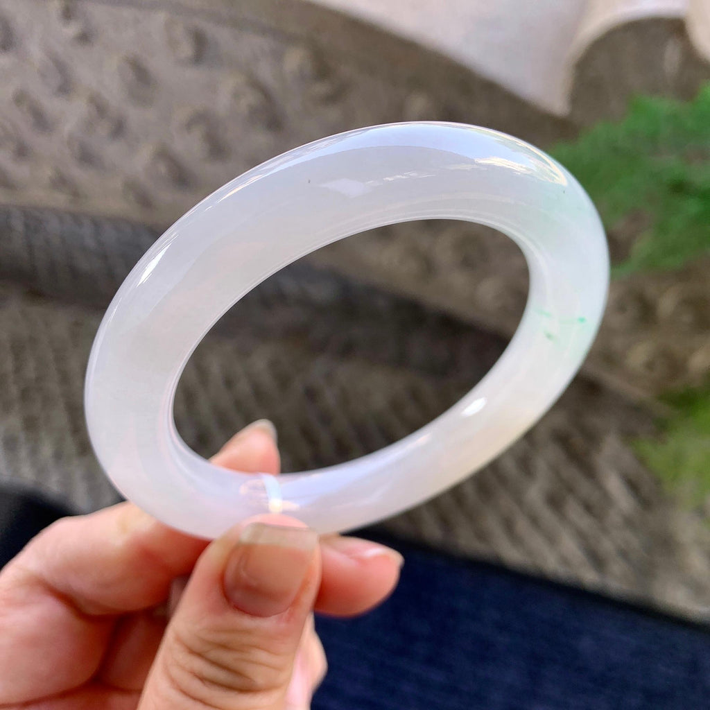 糯冰种黄翡飘绿圆条手镯（54mm）（yc305697）
