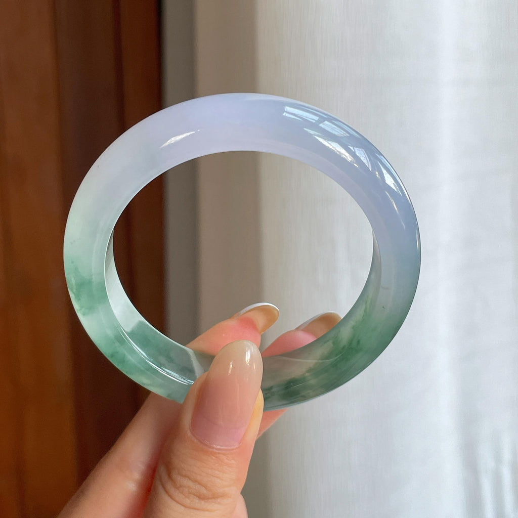 冰种飘花翡翠平安镯（53.6mm)（yc423161）