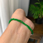 18k金钻镶糯冰种满绿小米珠手链（yc198901）