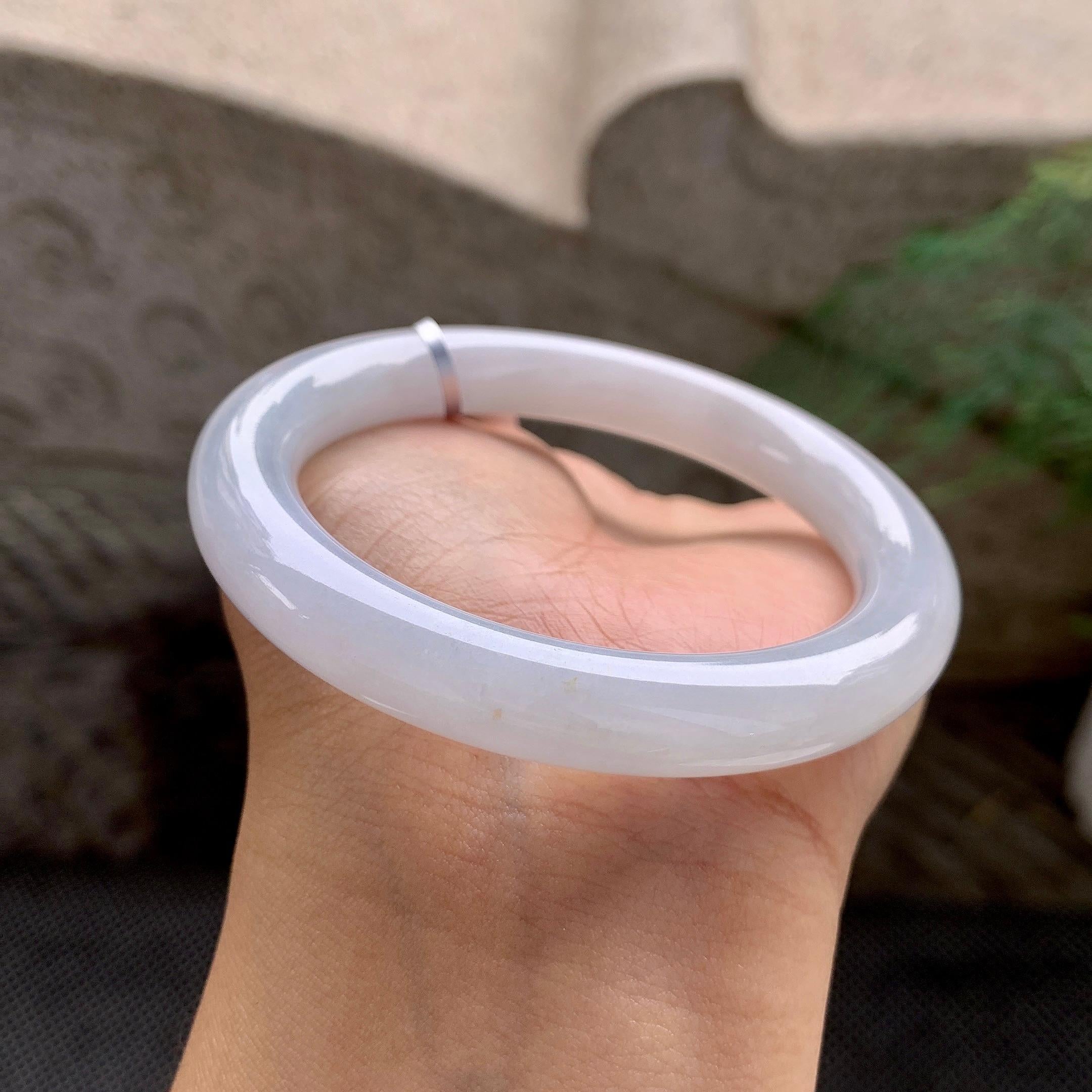 糯种无色圆条手镯（54.8mm）（yc263460）