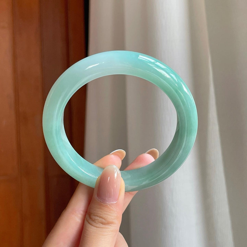 糯冰晴底翡翠平安镯（59mm)（yc376750）