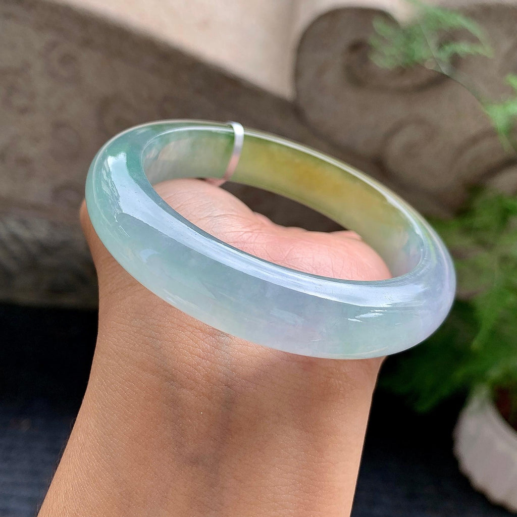 糯冰种多彩平安镯（58.4mm）（yc195943）