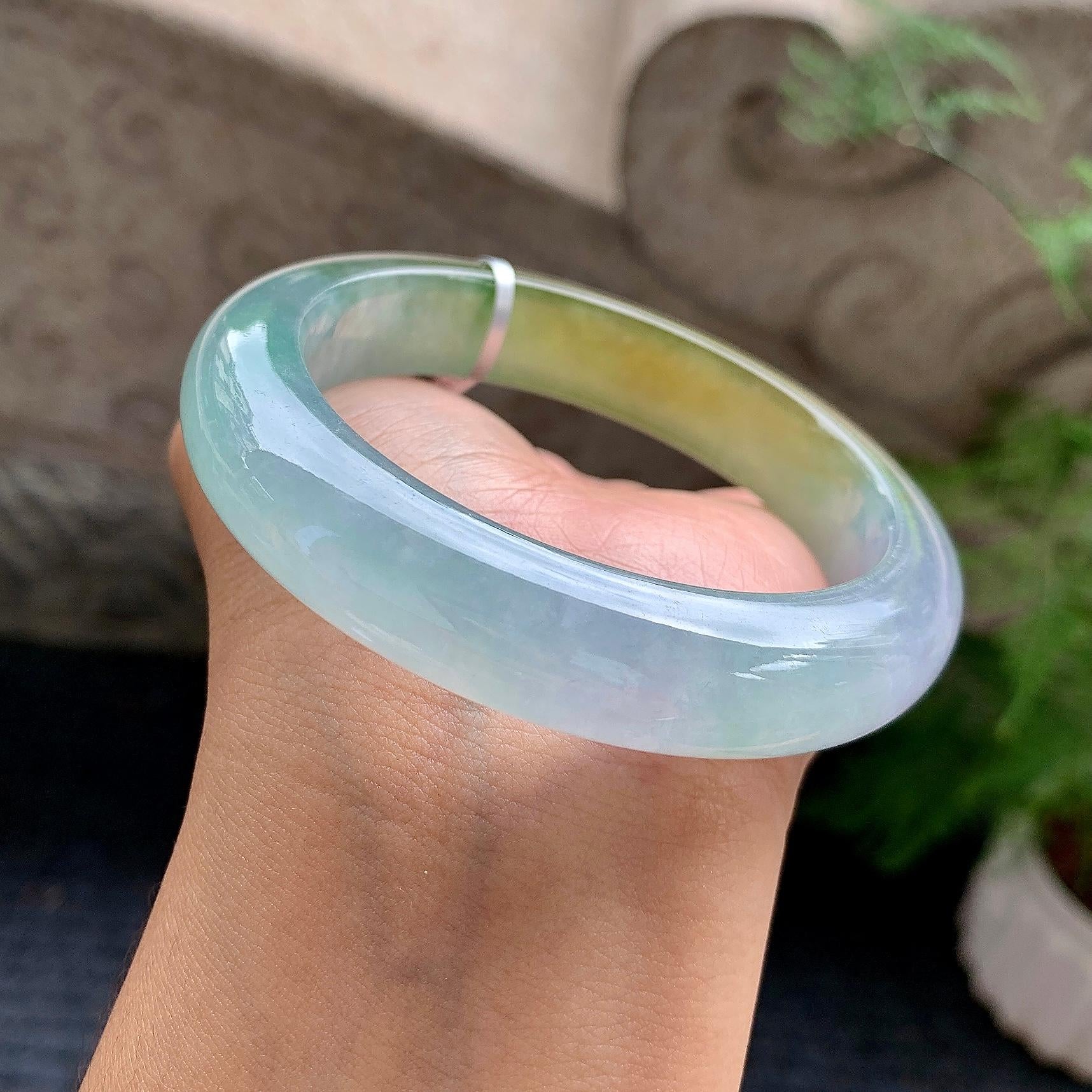 糯冰种多彩平安镯（58.4mm）（yc195943）