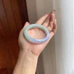 糯冰春带彩翡翠平安镯（56.4mm）（yc263535）