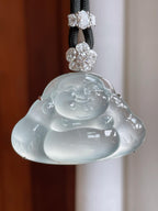 18k金镶冰玻种无色翡翠佛公（yc233170）