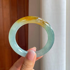 冰种黄翡翡翠圆条手镯（54.4mm)（yc380049）