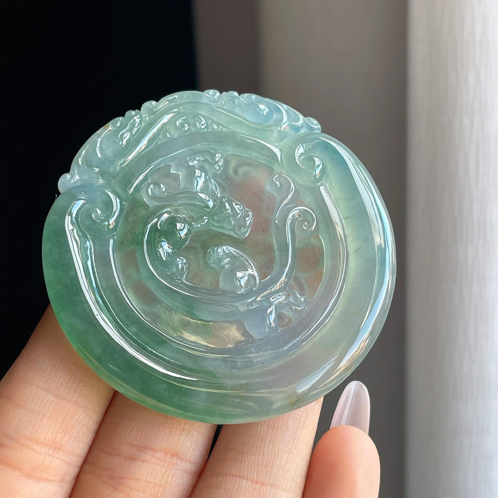 冰种飘花翡翠龙牌（yc295008）