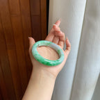 细糯冰飘花翡翠平安镯（59mm）（yc272879）