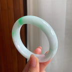 糯冰飘花翡翠平安镯（55.6mm)（yc342194）