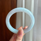 糯冰淡春底翡翠平安镯（57mm）（yc333076）
