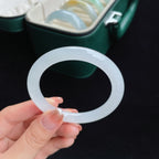 冰种圆条白月光翡翠手镯（54mm）（yc017032）