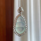 18k金钻镶冰玻种无色翡翠福豆（yc269026）