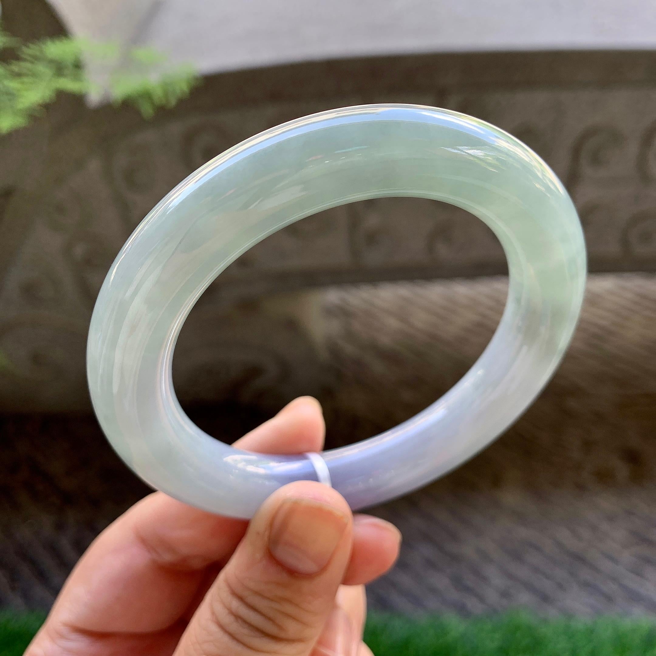 糯种淡春彩圆条手镯（59mm）（yc213147）