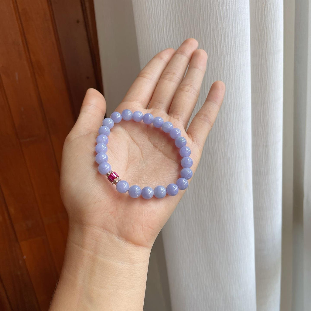 糯冰紫罗兰翡翠珠串手串（yc255678）