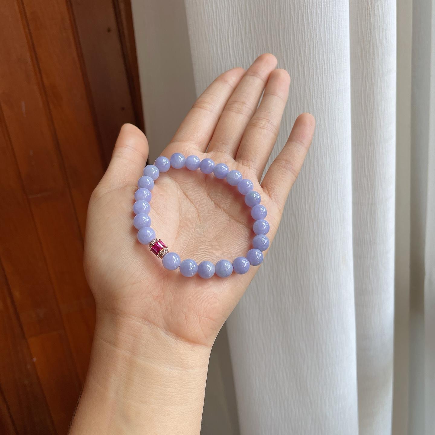 糯冰紫罗兰翡翠珠串手串（yc255678）