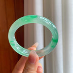 冰种飘绿花翡翠翡翠平安镯（54.5mm）（yc310325）
