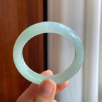糯冰淡春带彩翡翠平安镯（51.3mm）（yc344649）