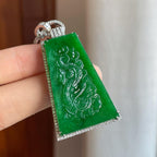 18k金镶糯冰满绿翡翠龙牌（yc386411）