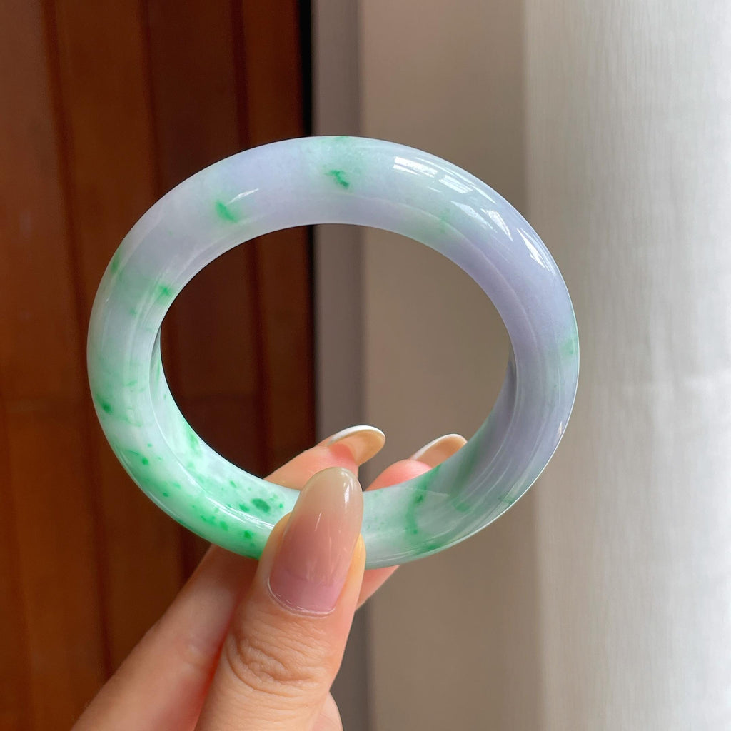 糯冰淡春彩翡翠平安镯（53.7mm)（yc417243）