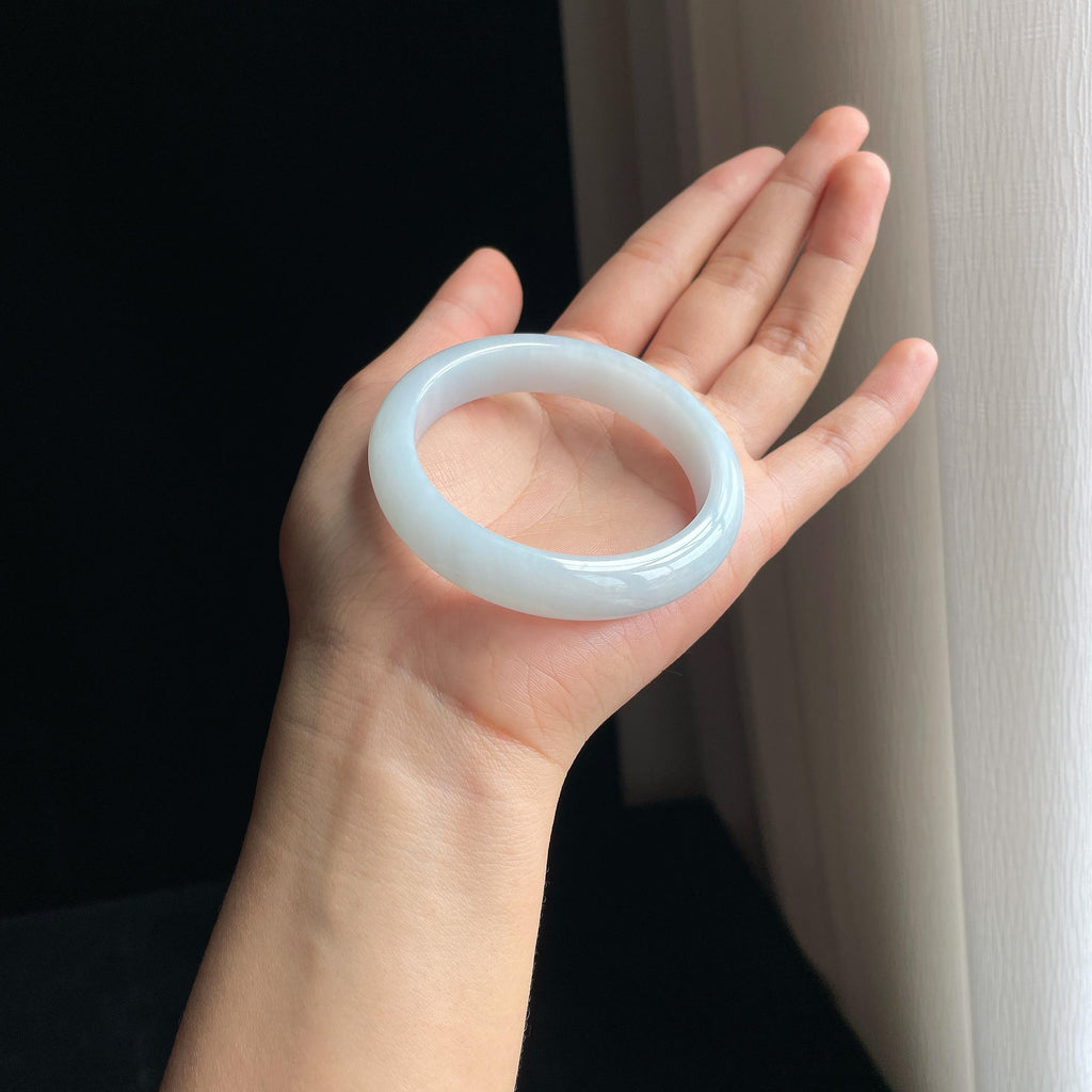 糯冰白月光翡翠平安镯（54.2mm)（yc348929）