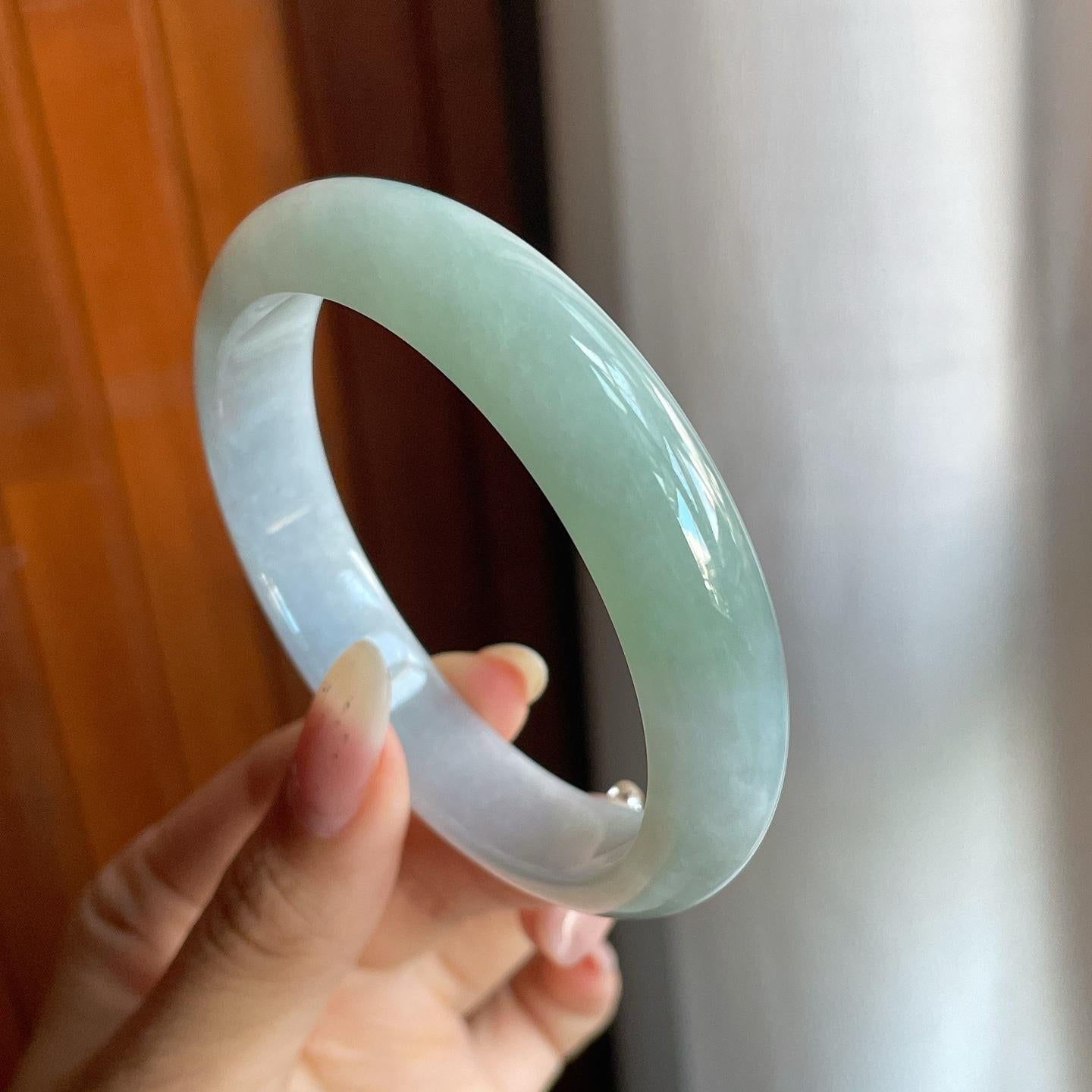 糯冰种带底色翡翠平安镯（58.8mm）（yc220803）