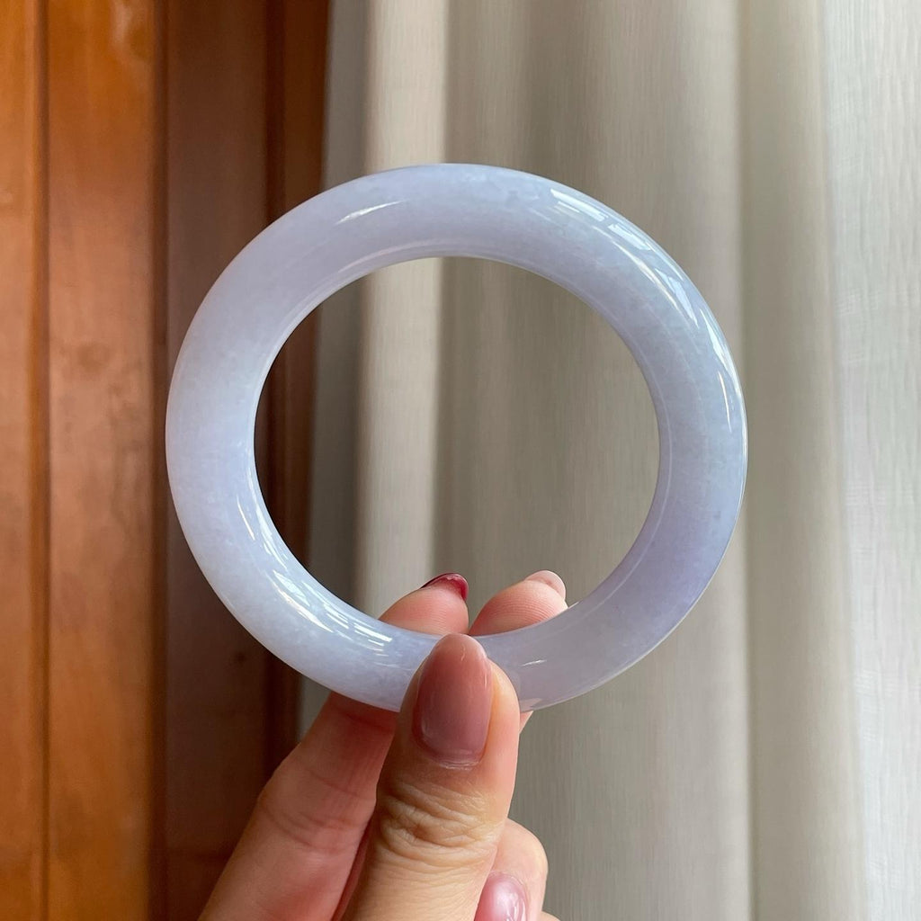 糯冰紫罗兰翡翠圆条手镯（56mm）（yc302421）