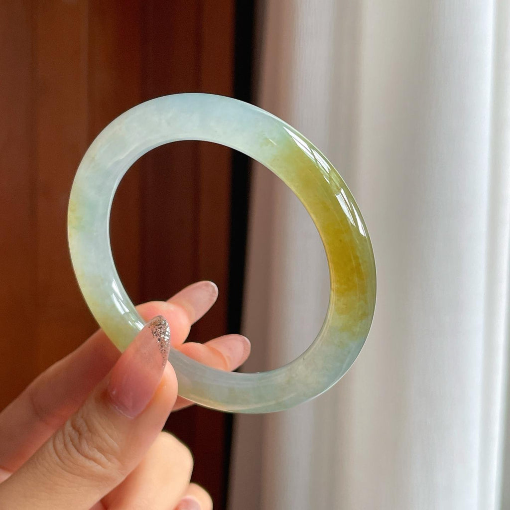 冰种黄翡圆条手镯（54.3mm）（yc361743）