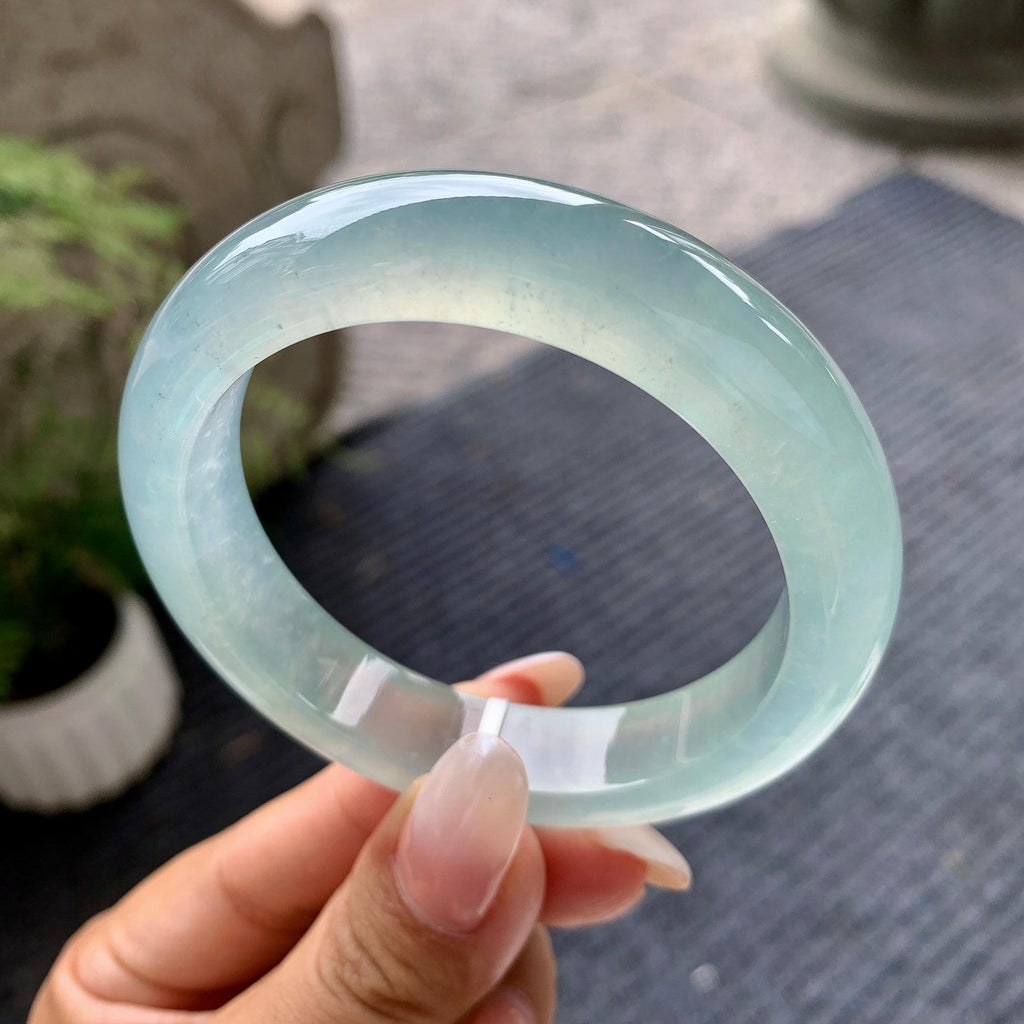 糯冰种带底色平安镯（54.8mm）（yc196489）