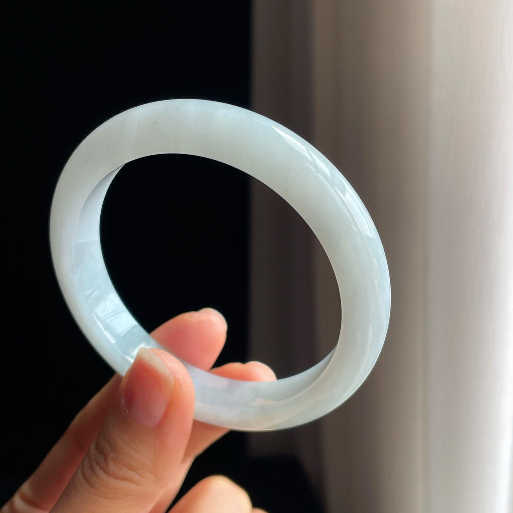 糯冰带色翡翠平安镯（58.2mm)（yc348933）