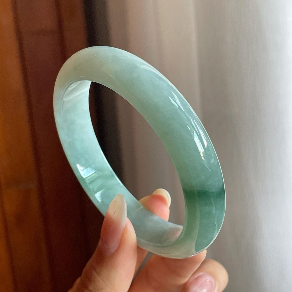 糯冰种晴底飘花翡翠平安镯（57.6mm）（yc220239）