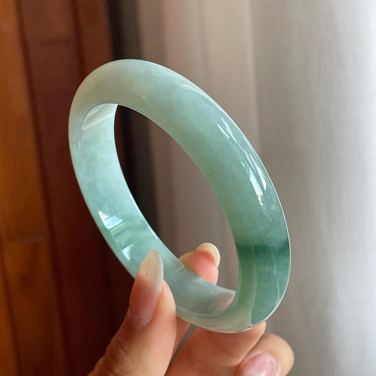 糯冰种晴底飘花翡翠平安镯（57.6mm）（yc220239）