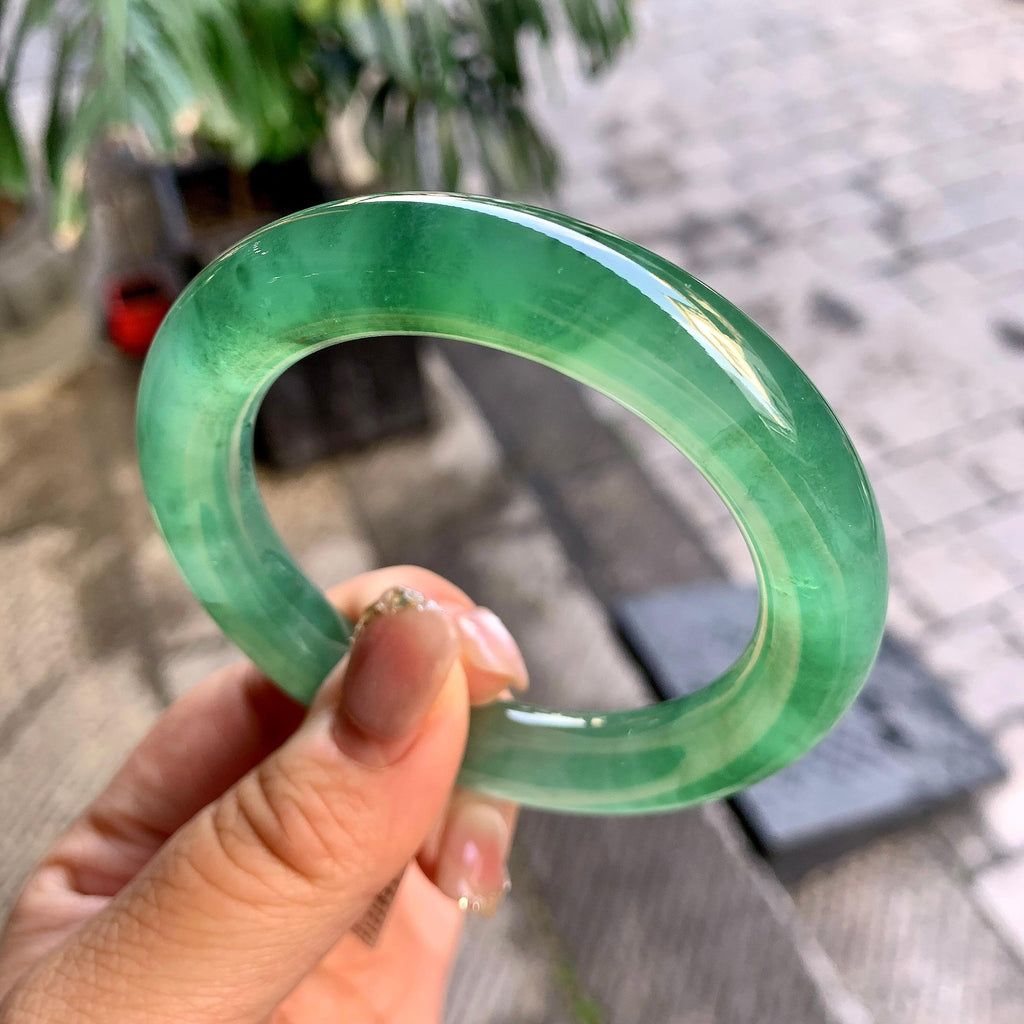 冰种晴底飘花圆条手镯（54.3mm）（yc292673）