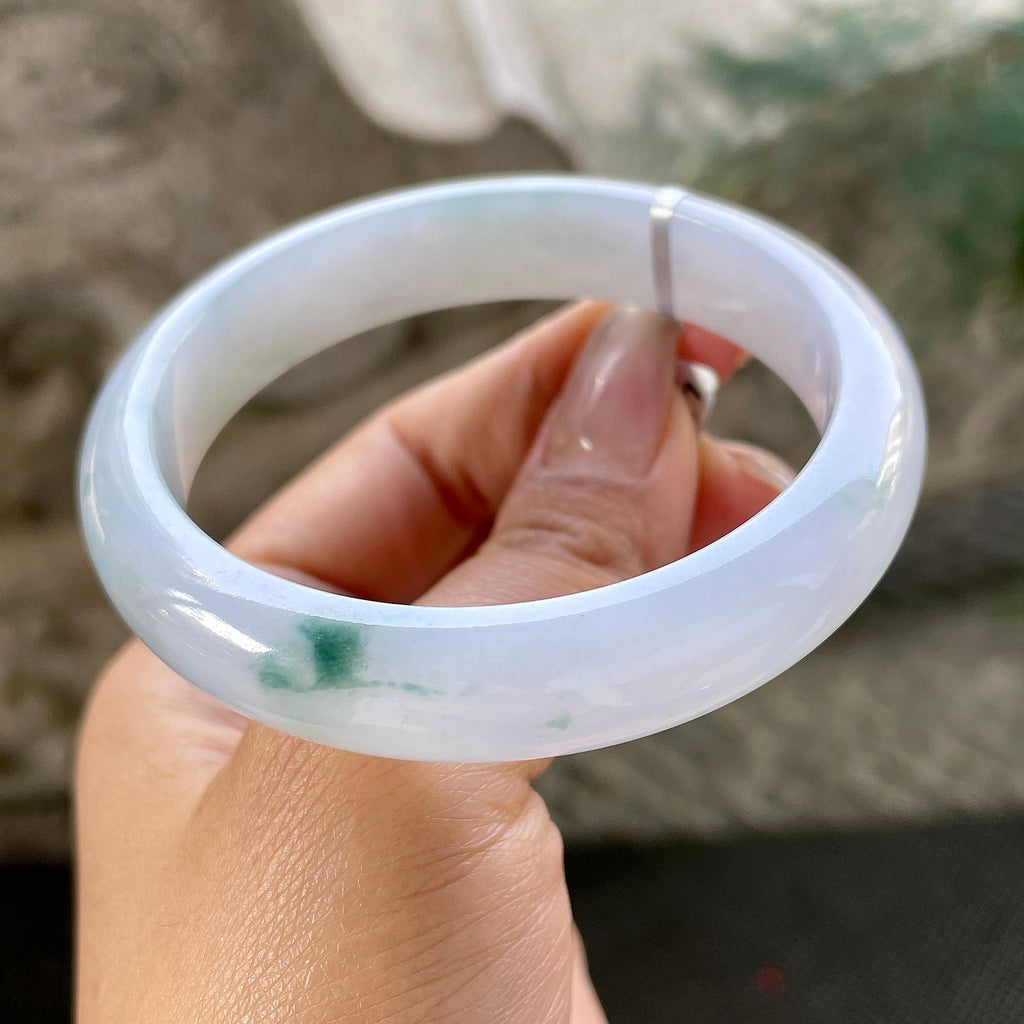 细糯种飘蓝花正圈平安镯57.7圈     天然缅甸A货翡翠（yc348221）