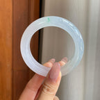 冰种飘一抹青翡翠平安镯（53.6mm）（yc292904）