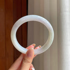 糯冰淡底色翡翠平安镯（65.7mm)（yc378045）