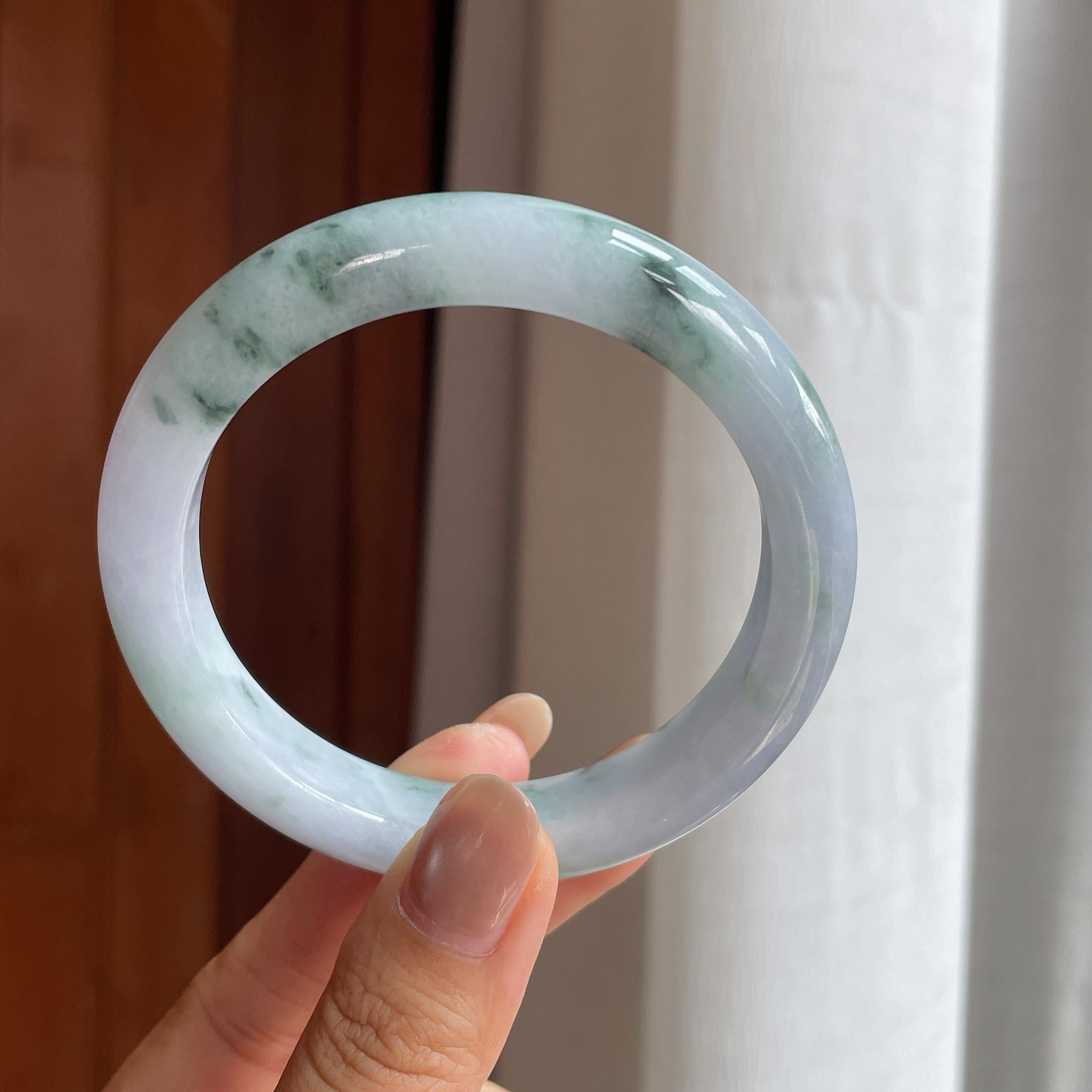 糯冰飘花翡翠平安镯(58.5mm)（yc415383）