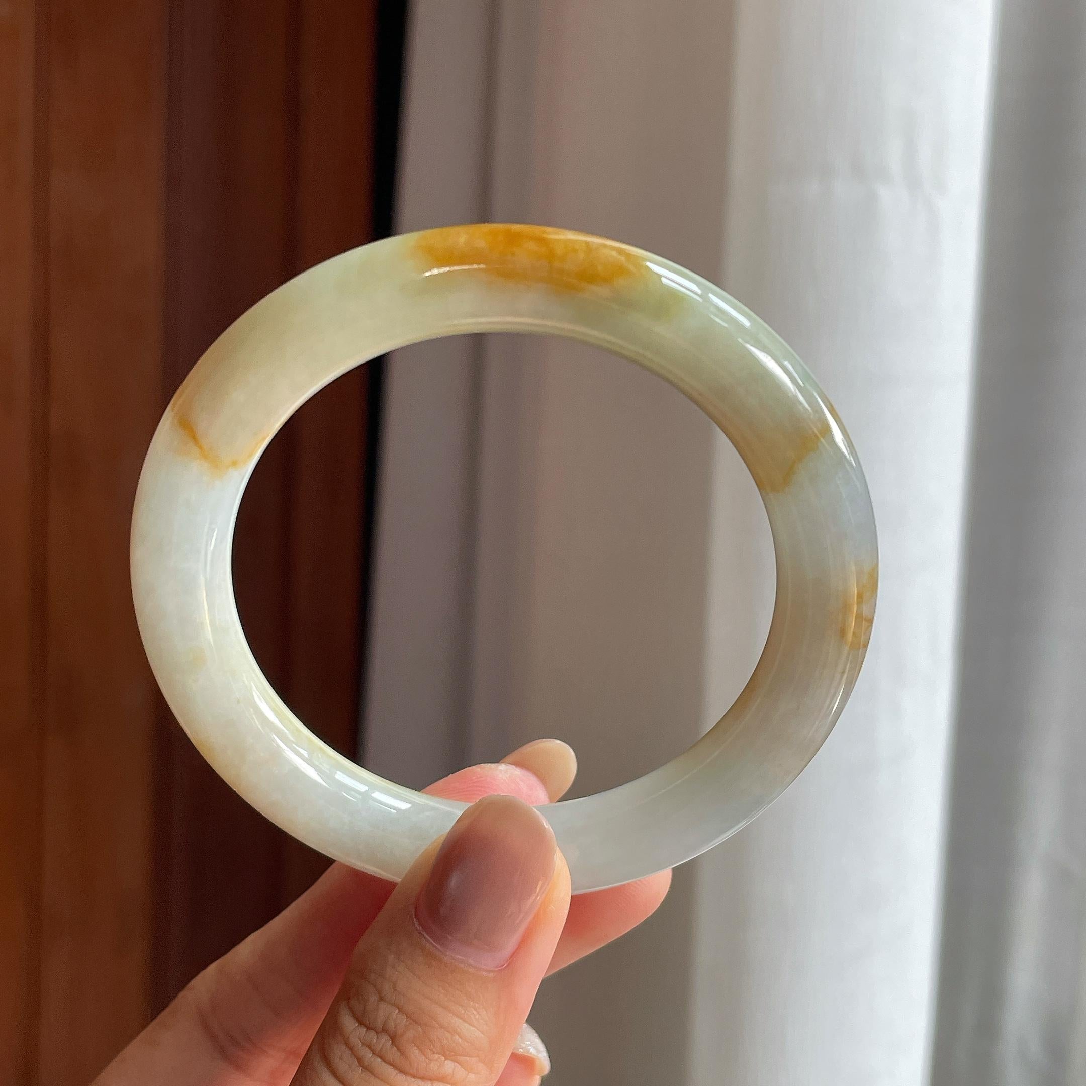 糯冰黄翡翡翠圆条(57mm)（yc415392）