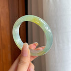 冰种晴底飘黄翡翠平安镯（56.2mm)（yc411296）