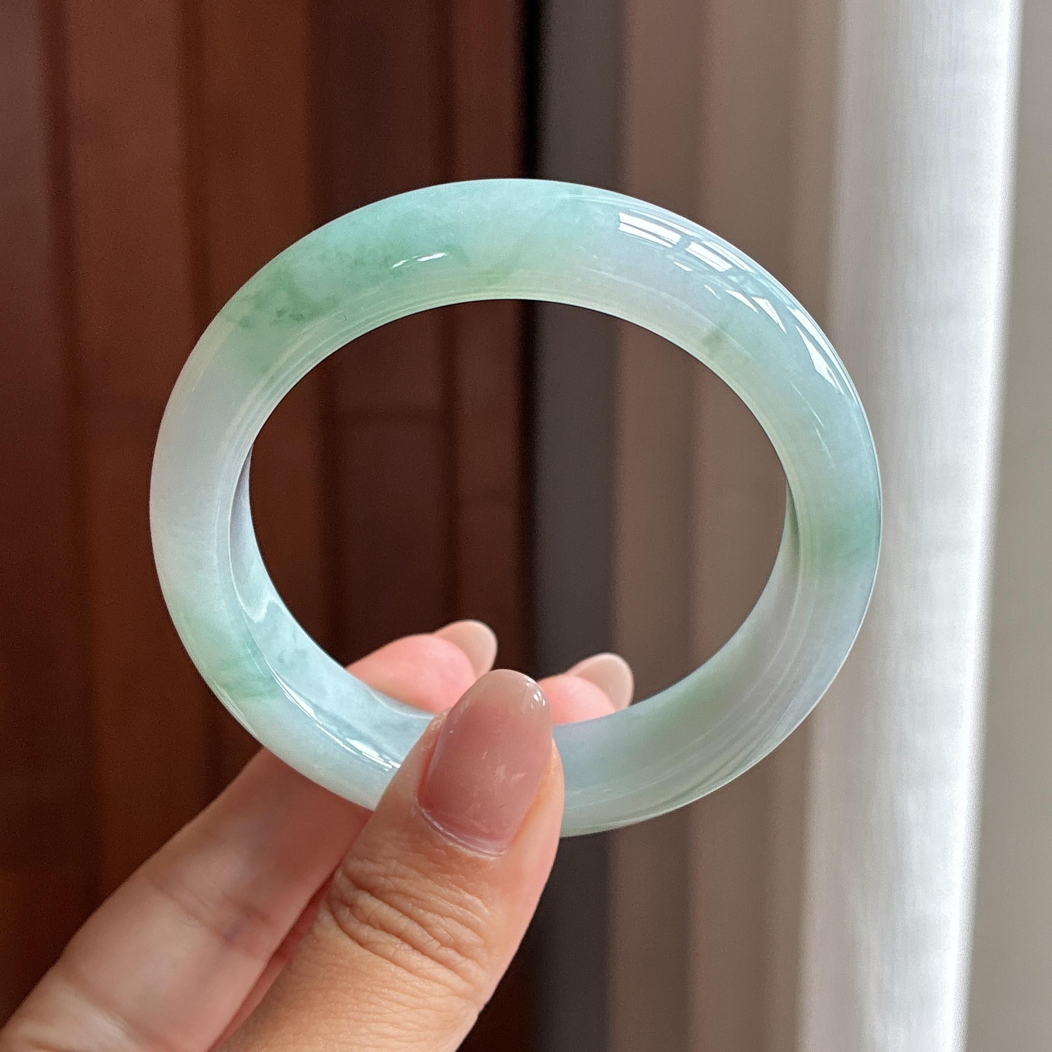 小圈口 糯冰飘花正圈平安镯 50圈 天然缅甸Ａ货翡翠（yc502535）
