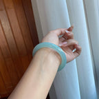 糯冰蓝晴底翡翠圆条手镯（57.3mm）（yc266495）